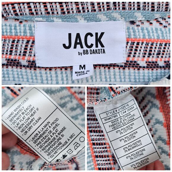 Fringe Tassel Trim Jacket JACK BB Dakota Blazer Size M Embroidered Stripe EUC - Picture 5 of 9